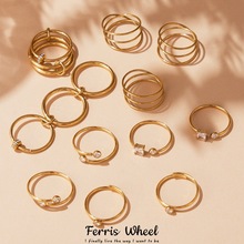 摩天轮欧美风缠绕线圈弹簧戒指女士气质可调节环形不锈钢手饰批发