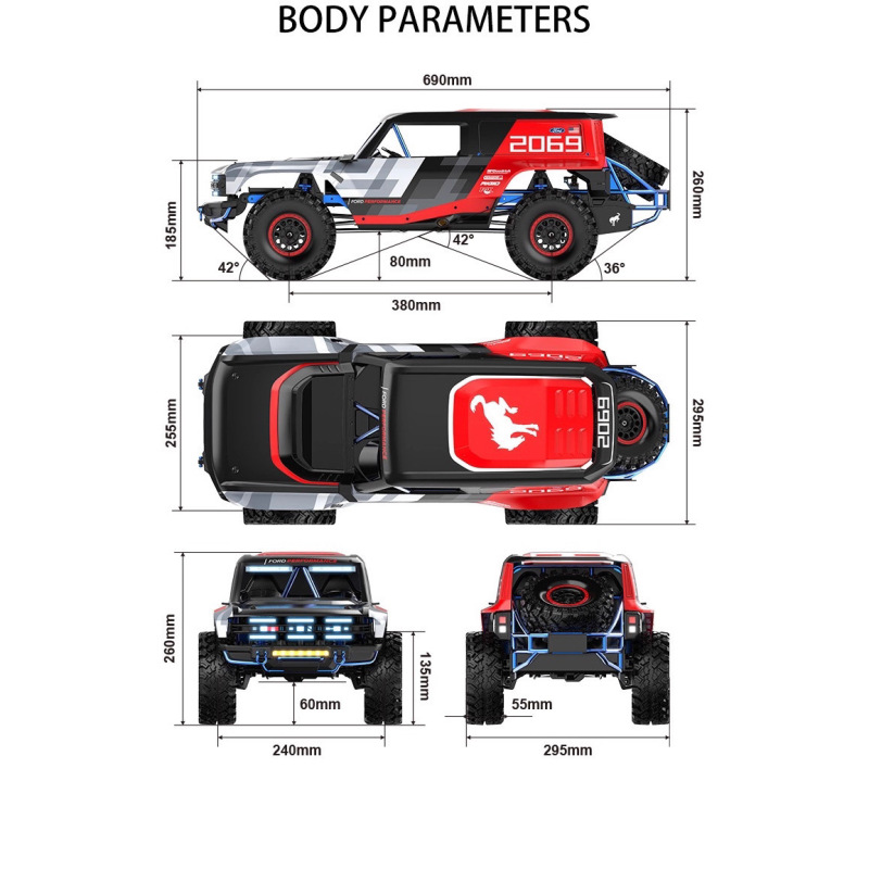 MJX跨境新品H8P全比例1:8攀爬车2.4G四驱越野遥控车RC车模型|undefined
