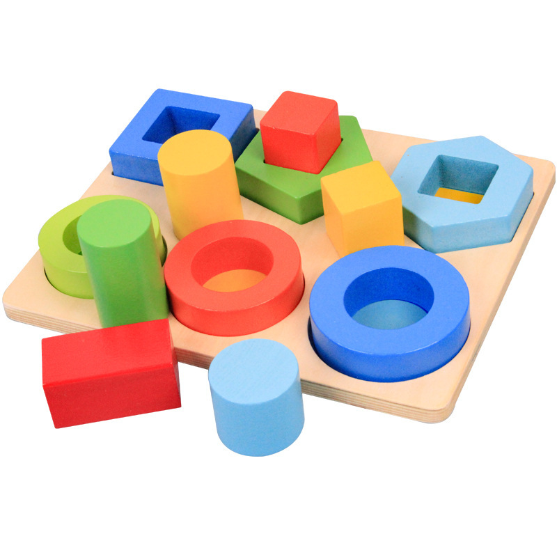 Forma a juego tridimensional bloques de construcción de madera rompecabezas juguetes de color educación temprana rompecabezas Comercio exterior Exportación niños iluminación