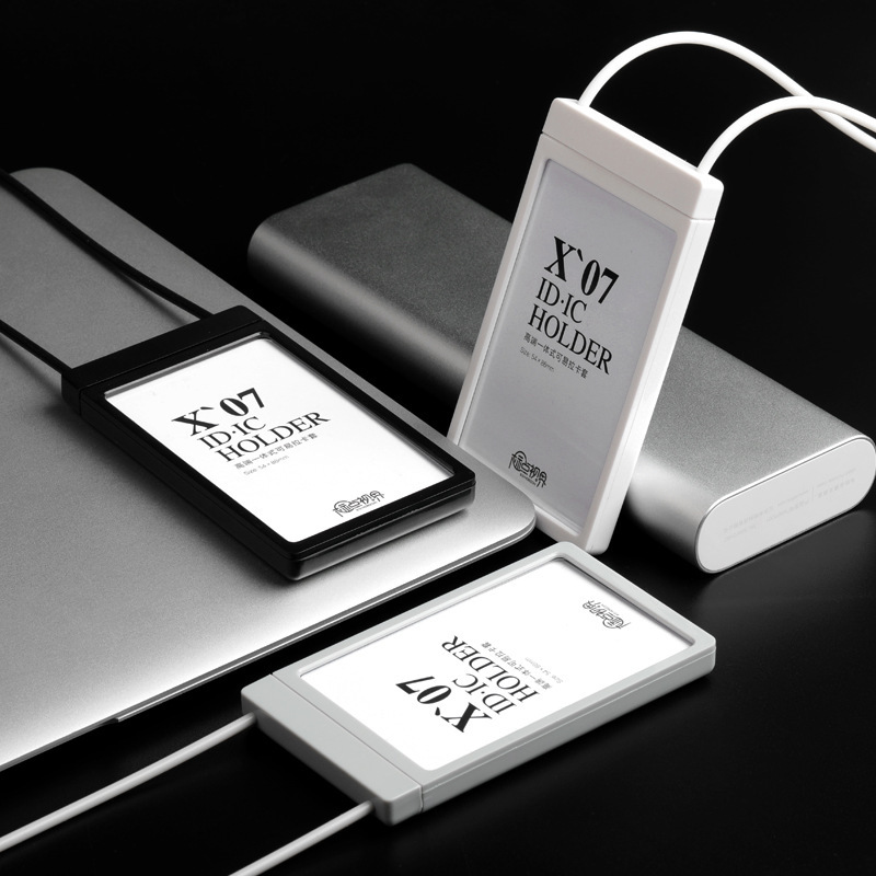 创意双拉线硅胶绳伸缩卡套套装员工挂绳胸牌卡套胸卡套可UV印刷