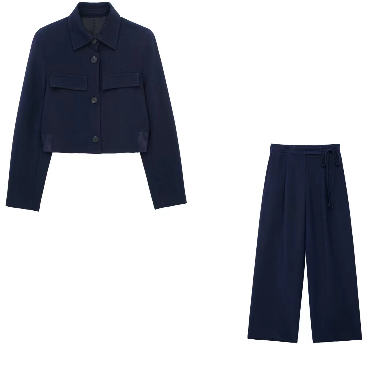 ZR women's 2024 new flip cover decoration short pilot jacket+lace up pants set_voghion.com