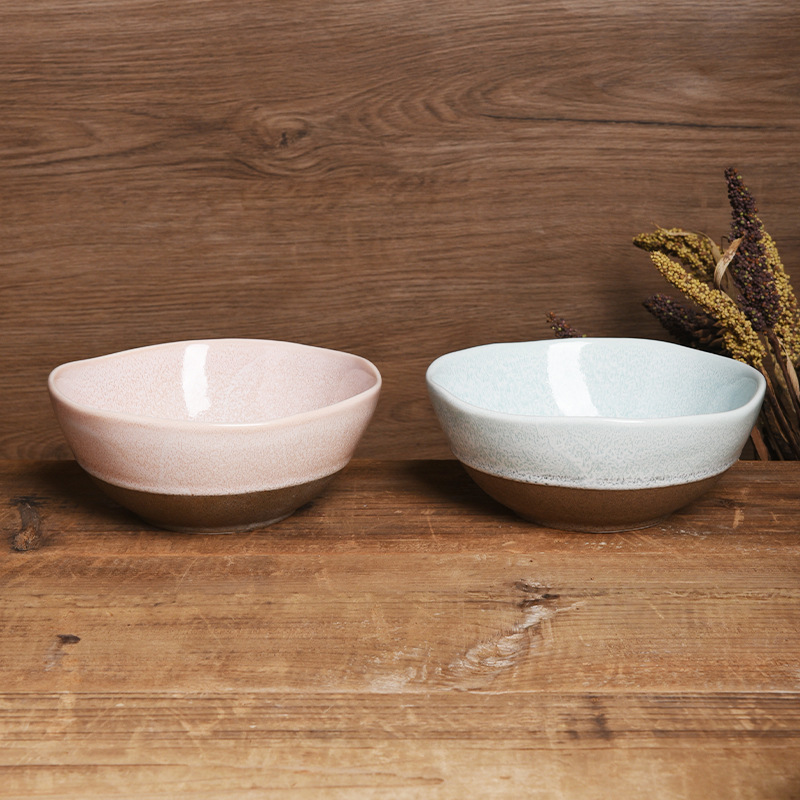 Cross-Border Exclusive Nordic Style Kiln-Turned Ins-Style Rustic Pottery Bowls for Home Use, Direct Sales from Manufacturers, High-Value Tableware for Girls