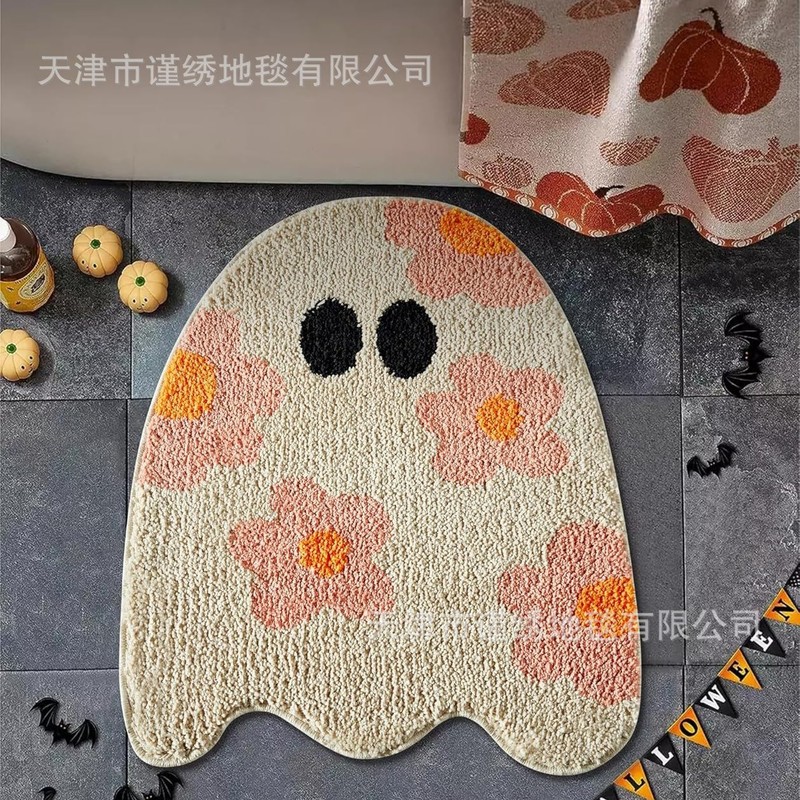 国境を越えたハロウィーンの幽霊は、カシミヤの玄関マット漫画の浴室滑り止めマットアマゾンtemu代発マットを模倣している|undefined