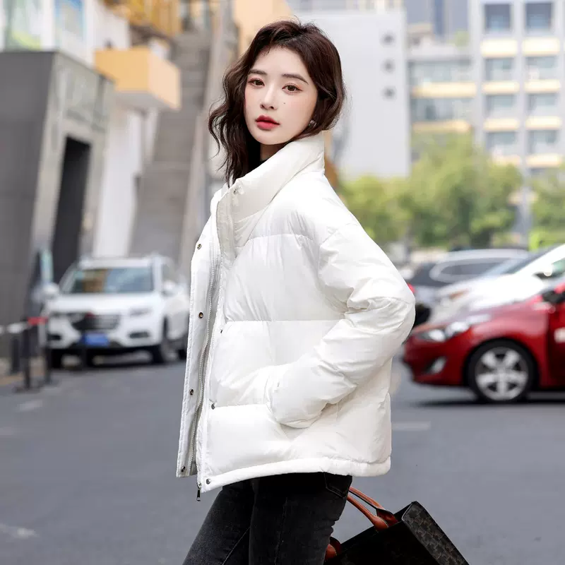羽绒服女短款2025新款冬季韩版小个子白鸭绒加厚面包服保暖外套潮