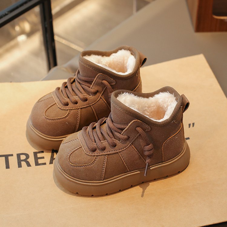 Girls' Snow Boots 2025 Winter New Children's Cotton Shoes Kapibara Big Toe Fleece Lined Thickened Parent-Child Loafers_voghion.com