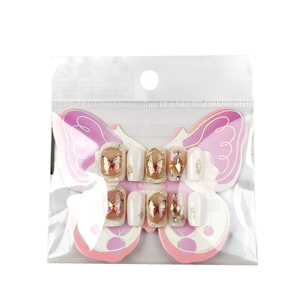 Parche de uñas de perlas para jóvenes Barroco Aurora Mariposa Manicura para niñas de 10 a 16 años