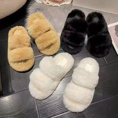 毛毛拖鞋女秋冬季室内外穿新款厚底棉拖韩版网红高级感毛绒拖鞋女