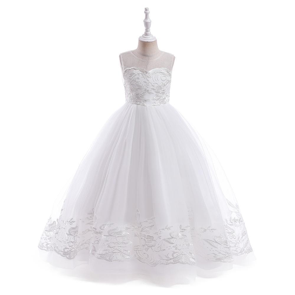 Comercio exterior vestido de niños medio y grande vestido sin mangas bordado de niñas vestido de fiesta vestido de noche vestido de princesa