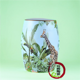 Ceramic drum stool stool drum Pier embroidered Pier ceramic drum stool new Chinese outdoor ceramic stool yellow green blue white giraffe