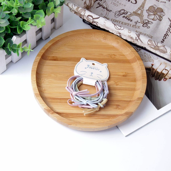 Macaron color/knot hair circle/nail card [6 pieces]