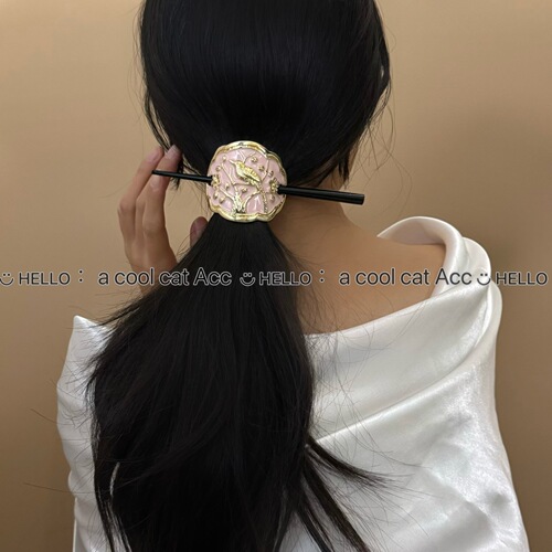 Pink Rare Engraved New Chinese Style Blue Light Luxury High-End Hairpin, Uncommon Trendy Retro Personality Hairpin, Hairpin Hair Accessories