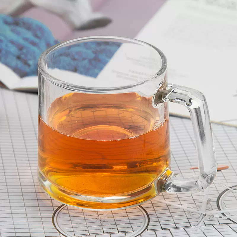 玻璃杯办公水杯女生早餐杯ins风办公室透明喝水用马克简约款杯子