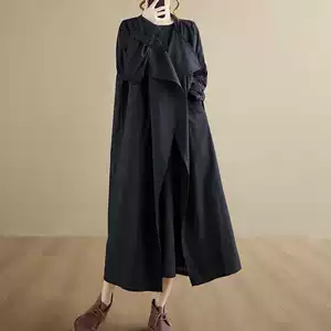 Осенний длинный плащ, в корейском стиле, большой размер, оверсайз, на шнурках