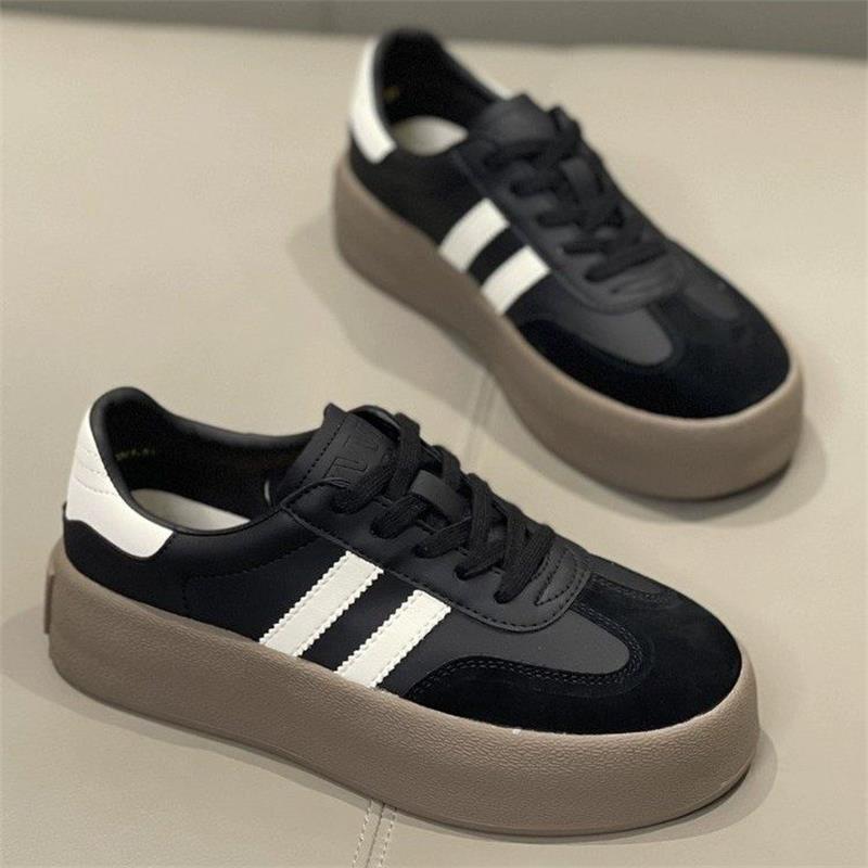 Autumn Thick-Soled White Leather Leather Training Shoes Women's Shoes 2025 New Retro Niche Casual Sports Sneakers