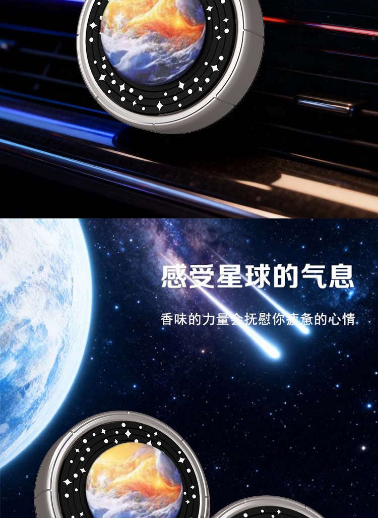 Planet-Shaped Car Air Freshener with Rotating Design for Car Air Vents, High-End Perfume Ornament for Air Conditioning Vents