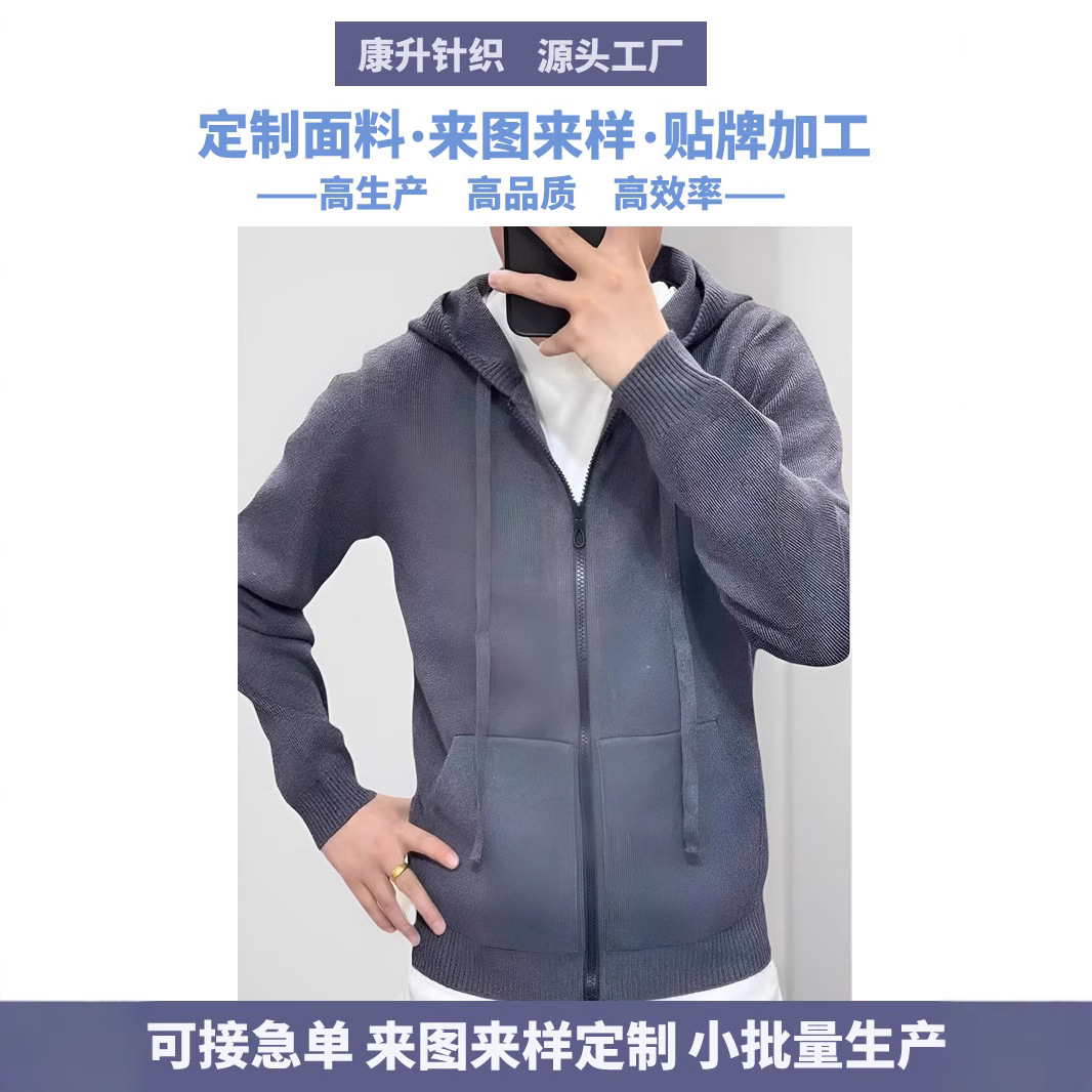 Autumn trend sweater for leisure with hood with zipper