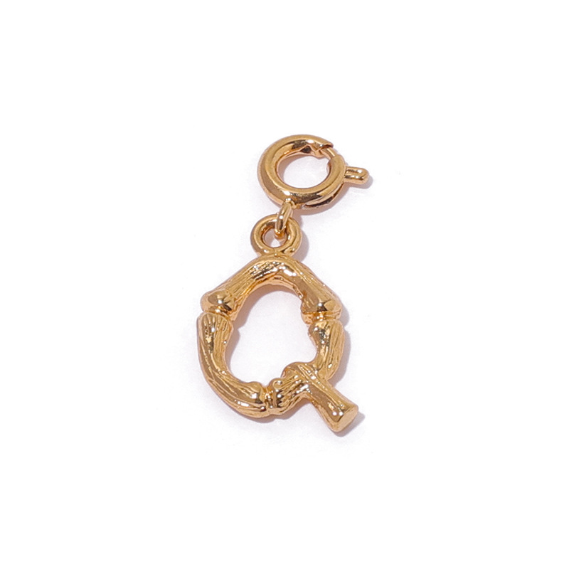 Latón chapado en oro personalidad simple diseño retro coincidencia de bambú conjunta 26 carta COLLAR COLGANTE DIY Collar para las mujeres