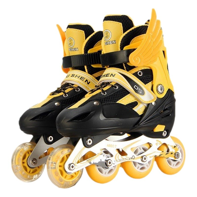 Fábrica al por mayor PU solo flash rueda ajustable zapatos de patinaje en línea zapatos de patinaje hombres y mujeres principiantes