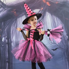 ハロウィンの魔法の魔女の役は服装の越境の新型の呪術師のネットの糸の王女のスカートの祝日の公演のスーツを演じます。