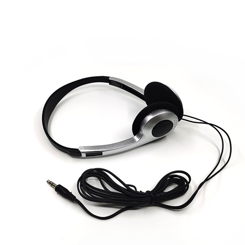 Wired laptop headset headset silver MP3 headset gift 3.5mm factory direct bare metal