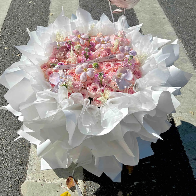 Flores en busca de estilo de día de San Valentín en línea sobre rojo papel de flores de Sydney papel de alto nivel extraíble algodón de leche sobre flores de material completo
