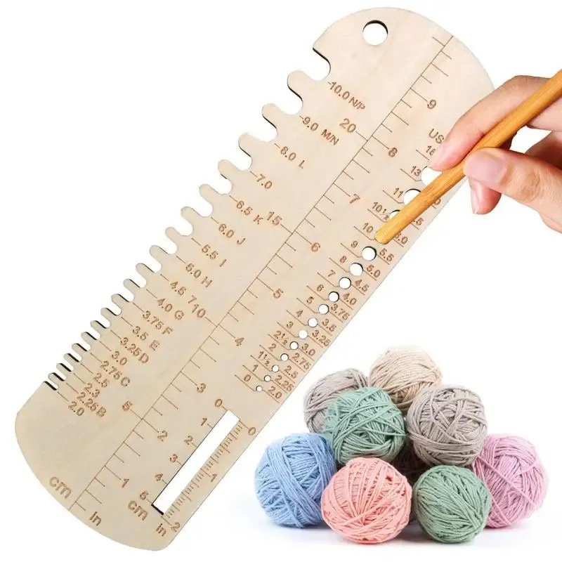Amazon Sock Ruler Knitting Crochet Calcetines Medidor de aguja Herramientas de tejido Madera