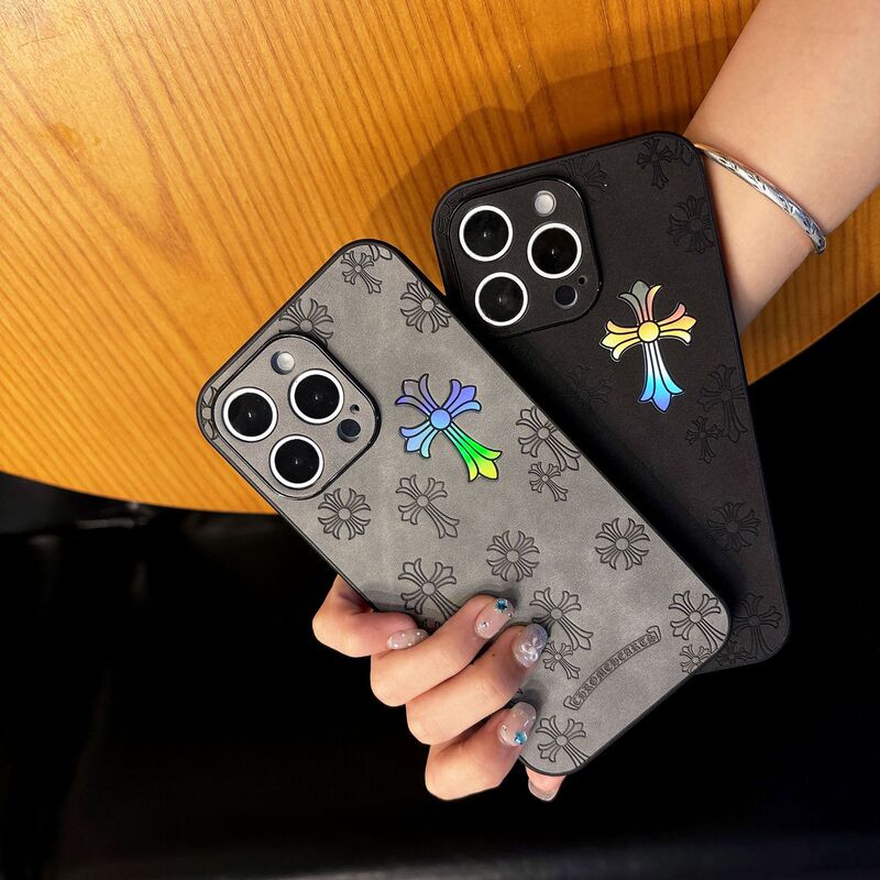 Suitable for Apple 17Promax Phone Case, Soft Edge Hard Case, 15Pro Laser Crow Heart 17 Precision Hole Full Coverage Trendy