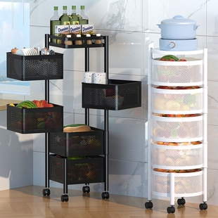 Kitchen Rotating Rack Household Floor Multi-Layer Snack Box Living Room Fruit and Vegetable Basket Cart Storage Rack Mobile
