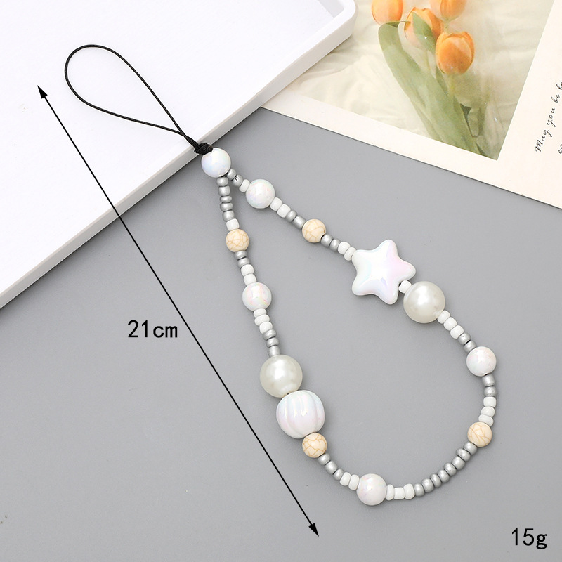 Venta caliente Internet celebridad con cuentas amor teléfono cadena anti-perdida gota resistente teléfono caso diy perla cadena corta teléfono cordón