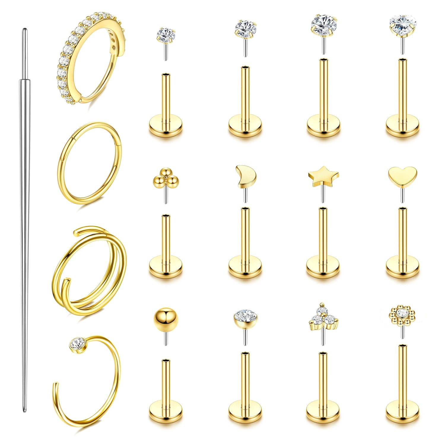 16G labret stud size and finish detail