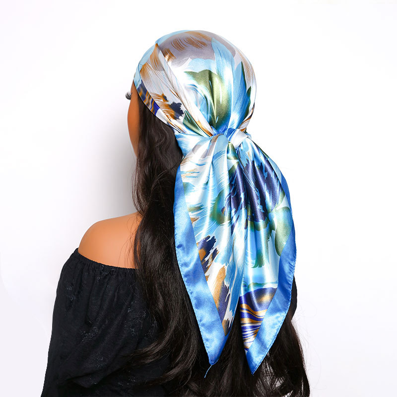 Square Satin Silk Scarf Trendy Versatile Shawl For Women_voghion.com