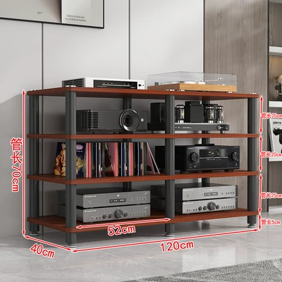 Amplifier Stand Hifi Cabinet Electric car big tripod - four-layer-black-frame-teak