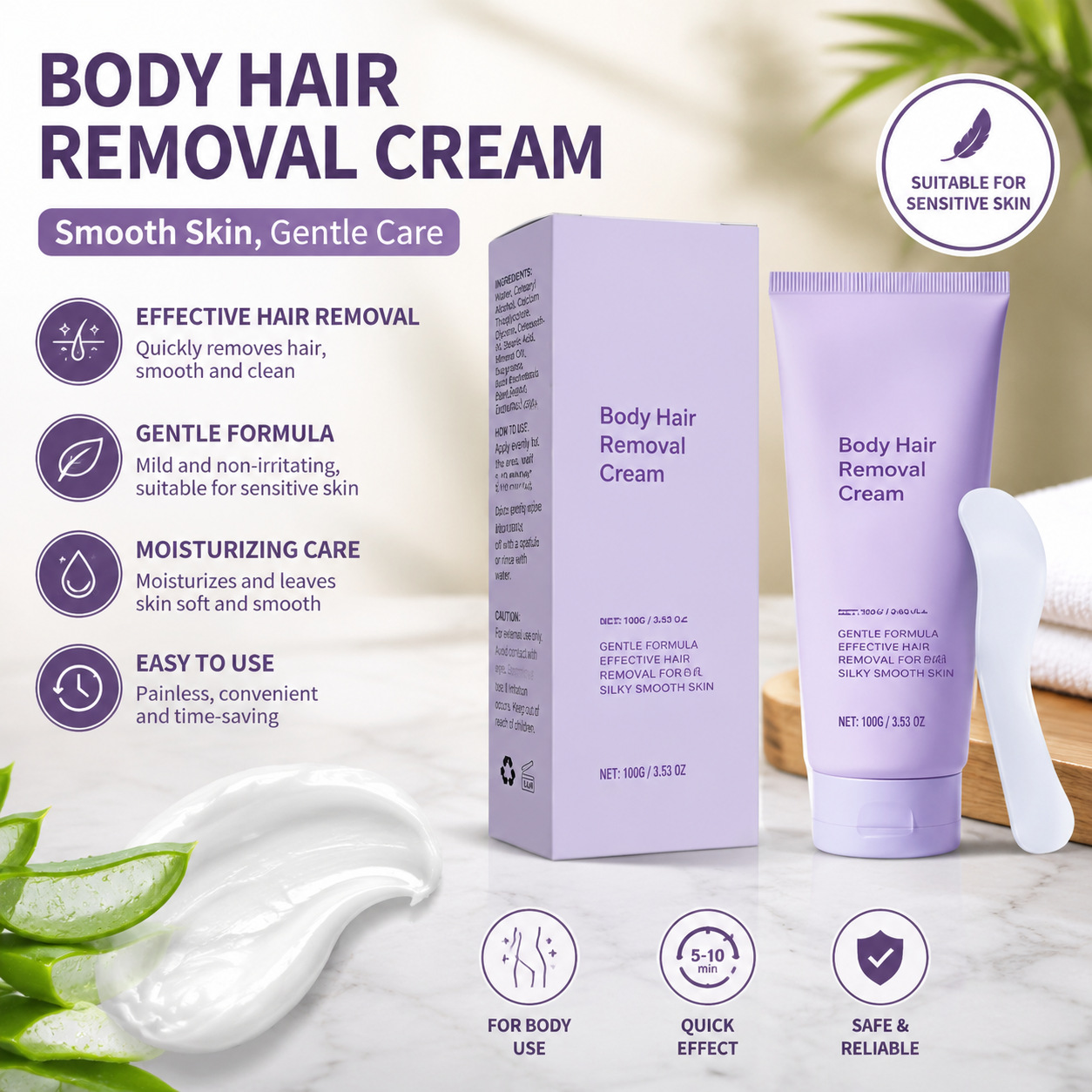 Cross-Border Skin Body Hair Removal Cream Is Gentle and Non-Irritating, Cares for the Skin and Removes Hair from the Whole Body