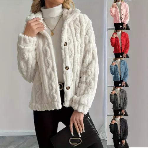 欧美跨境热销爆款双面绒麻花女士外套舒适毛绒保暖女士夹克上衣