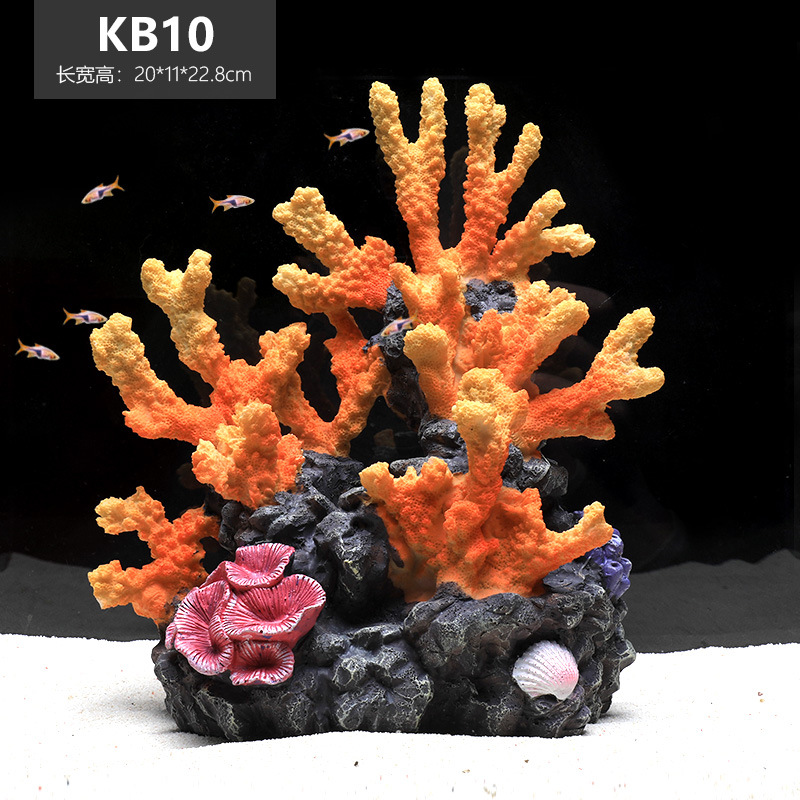 Simulación de árbol de coral falso, pequeña pecera, paisajismo, paquete completo, decoración de rocalla, tanque de agua, paisaje, agua, pasto, peces y camarones, casa de refugio