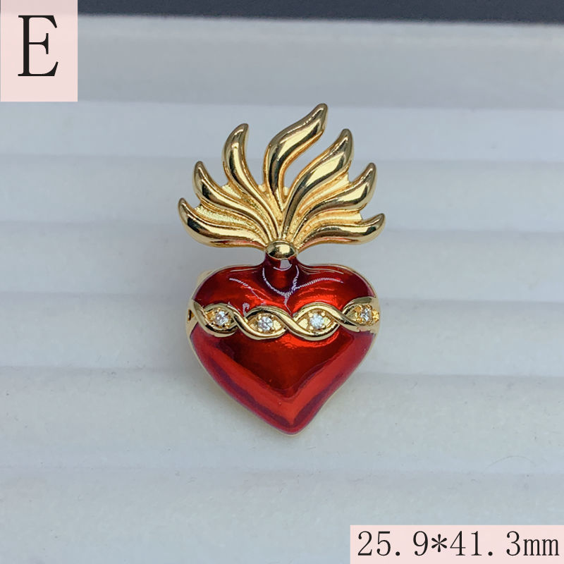 Wholesale Jewelry Vintage Style Heart Shape Copper Zircon Enamel Open Rings display picture 8