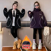 Теплая стеганая демисезонная куртка для подростков, западный стиль, фиолетовый/черный, рост 120‑170 см