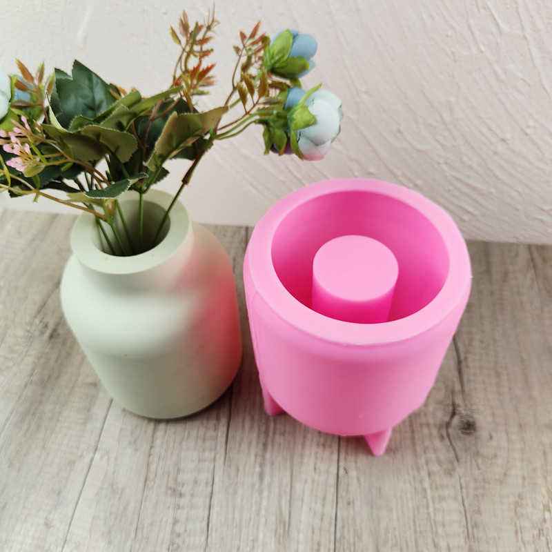 Hengzhi new round vase silicone mold DIY gypsum cement resin flower arrangement tool cross-border hot sale