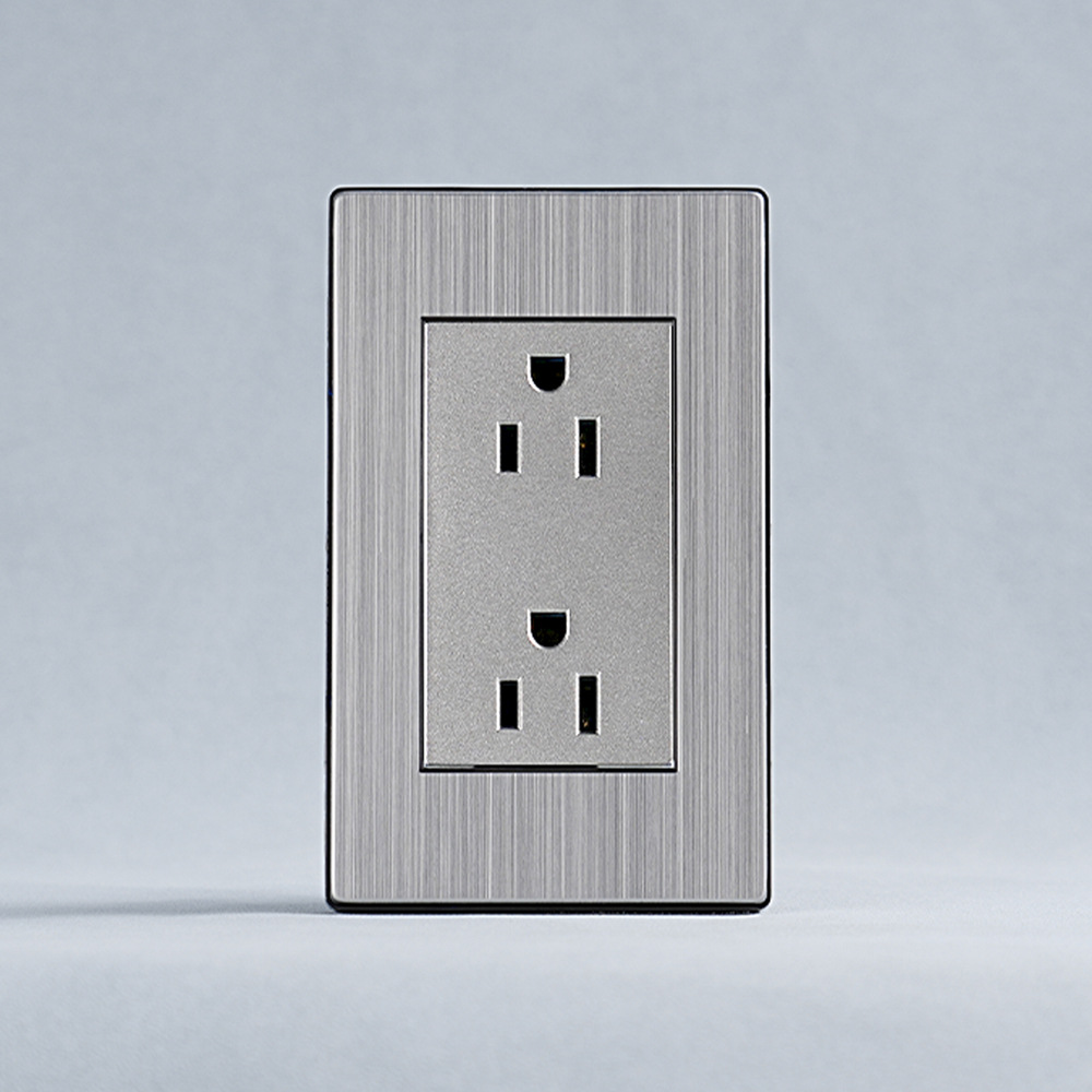 南美118系列美标墙壁插座不锈钢面板美式扁6孔插座15A 110V-250V
