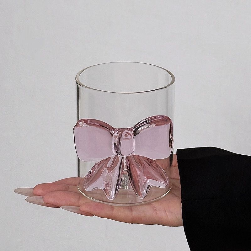 Tazas de vidrio de arco rosa de lujo, tazas de leche, tazas de desayuno, tazas de café de alto silicio, tazas de jugo, regalos para amigos.