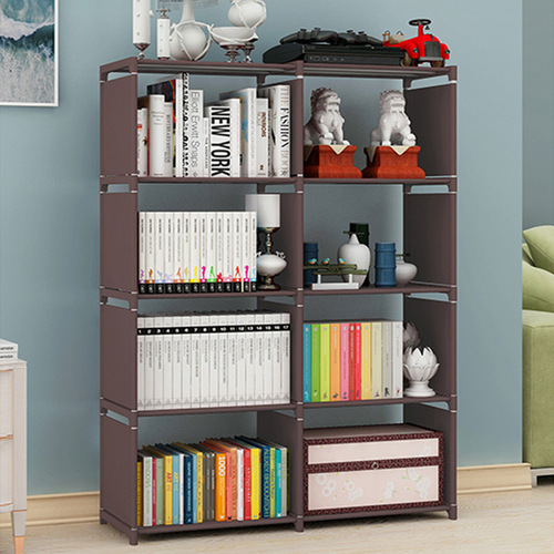 Simple Double-Row Bookshelf Cabinet Shelf for Children and Students Steel Combination Storage Bookcase Wholesale