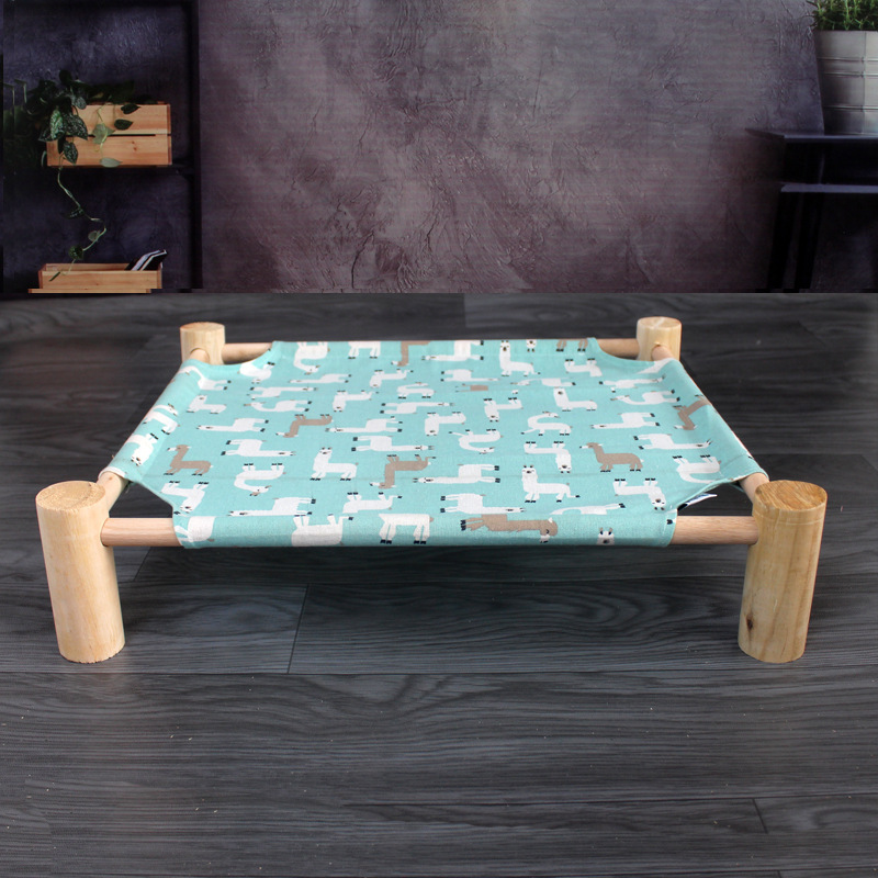 Cama de marcha para mascotas, hamaca de cuatro esquinas, cama de gato y perro extraíble y lavable en cuatro estaciones, hamaca de gato de madera maciza, suministro directo de fábrica