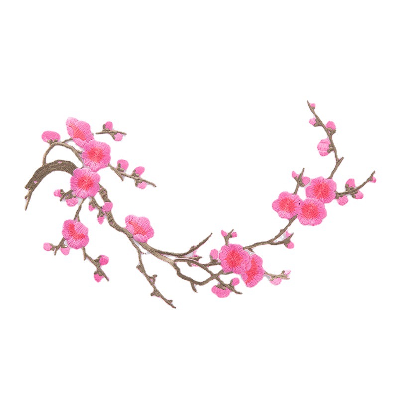 Parche de tela bordado antiguo equipo de estilo bordado Plum bordado parche de tela Plum parche cheongsam caliente parche de estilo chino