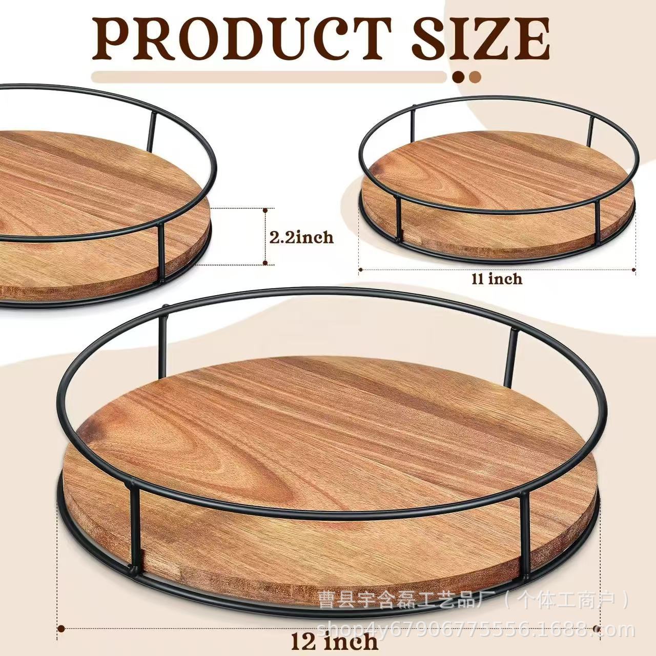 Cross-border wooden spice tray home desktop kitchen spice jar 360-degree rotating shelf