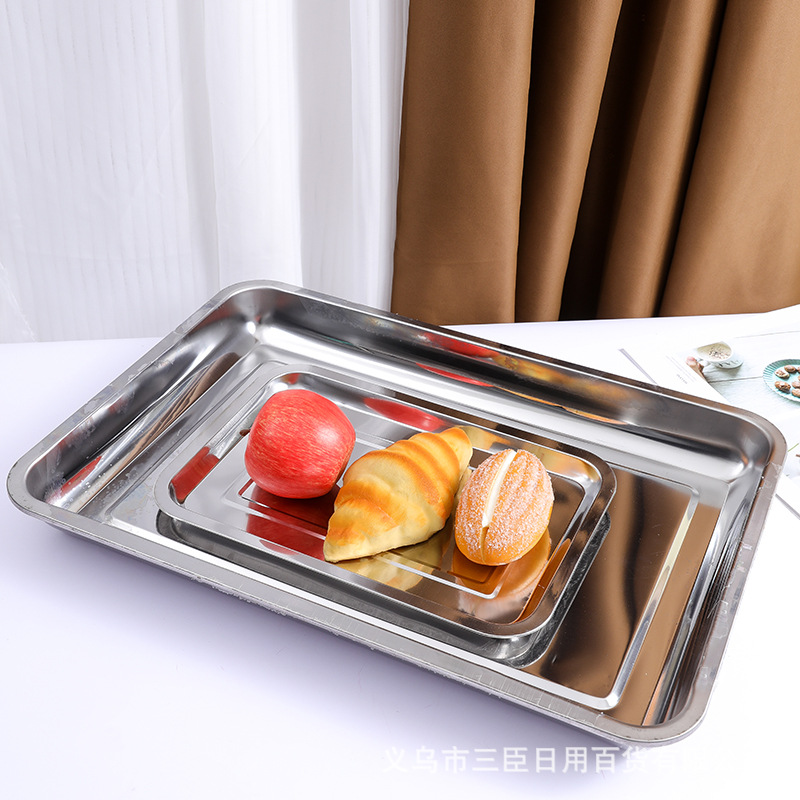 32*22 stainless steel square plate 0.3 thick household stainless steel barbecue square plate rectangular tray 2 yuan department store wholesale