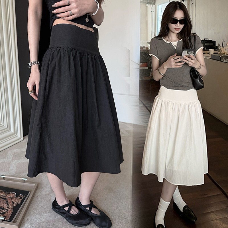Maternity skirt, white half-length skirt, summer high-waisted, belly-supporting, slimming, elegant, suitable for petite women, mid-length skirt with a nice drape Maternity skirt, white half-length skirt, summer high-waisted, belly-supporting, slimming, elegant, suitable for petite women, mid-length skirt with a nice drape