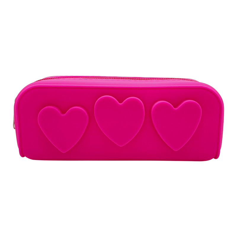Love Silicona Estuche para lápices Estuche para almacenamiento de belleza Estuche para papelería Bolso de almacenamiento para viajes de ocio al aire libre Logotipo portátil