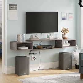 外贸跨境悬浮日式电视柜带电源插座客厅壁挂电视架储物收纳视听柜