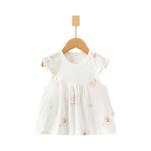 Baby girl skirt Infant children pullover sleeveless top Princess floral dress printed Western-style girl cute summer