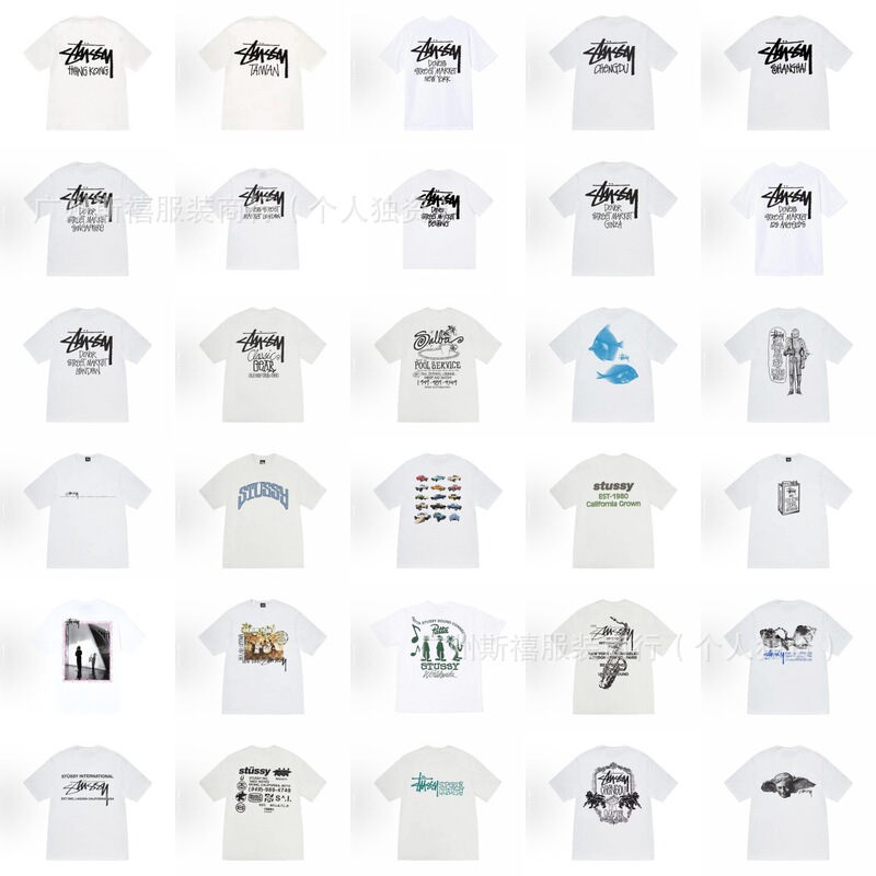 [Four Colors] One-Piece Drop Shipping Collection of American Trendy Brand Stussy Short-Sleeved T-Shirts for Men and Women on the Global Tour